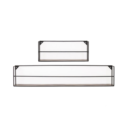 Wandplanken - Metaal - Zwart - Set van 2 - 40x14x16 en 80x14x16cm