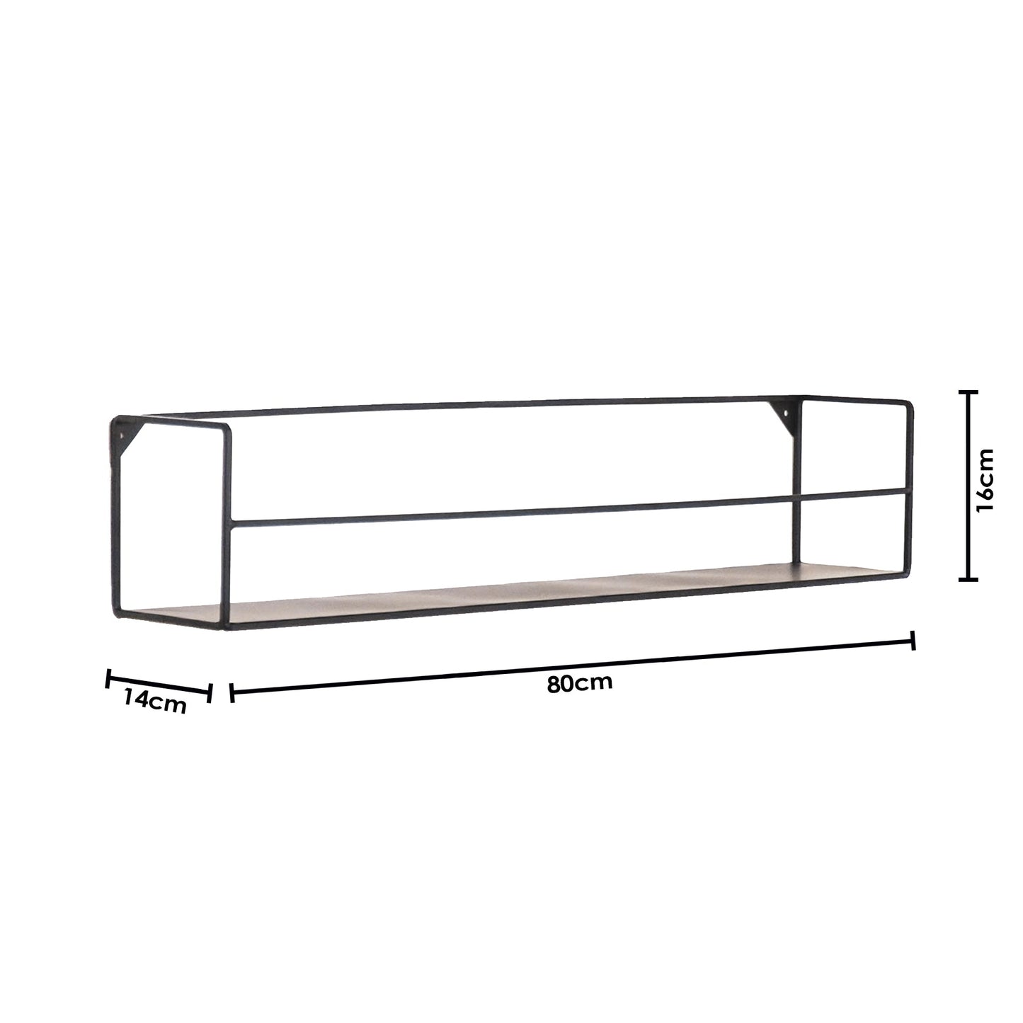Wandplanken - Metaal - Zwart - Set van 2 - 40x14x16 en 80x14x16cm