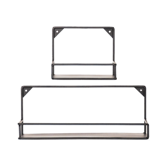 Wandplanken - Metaal - Zwart - Set van 2 - 20x16 en 40x16cm