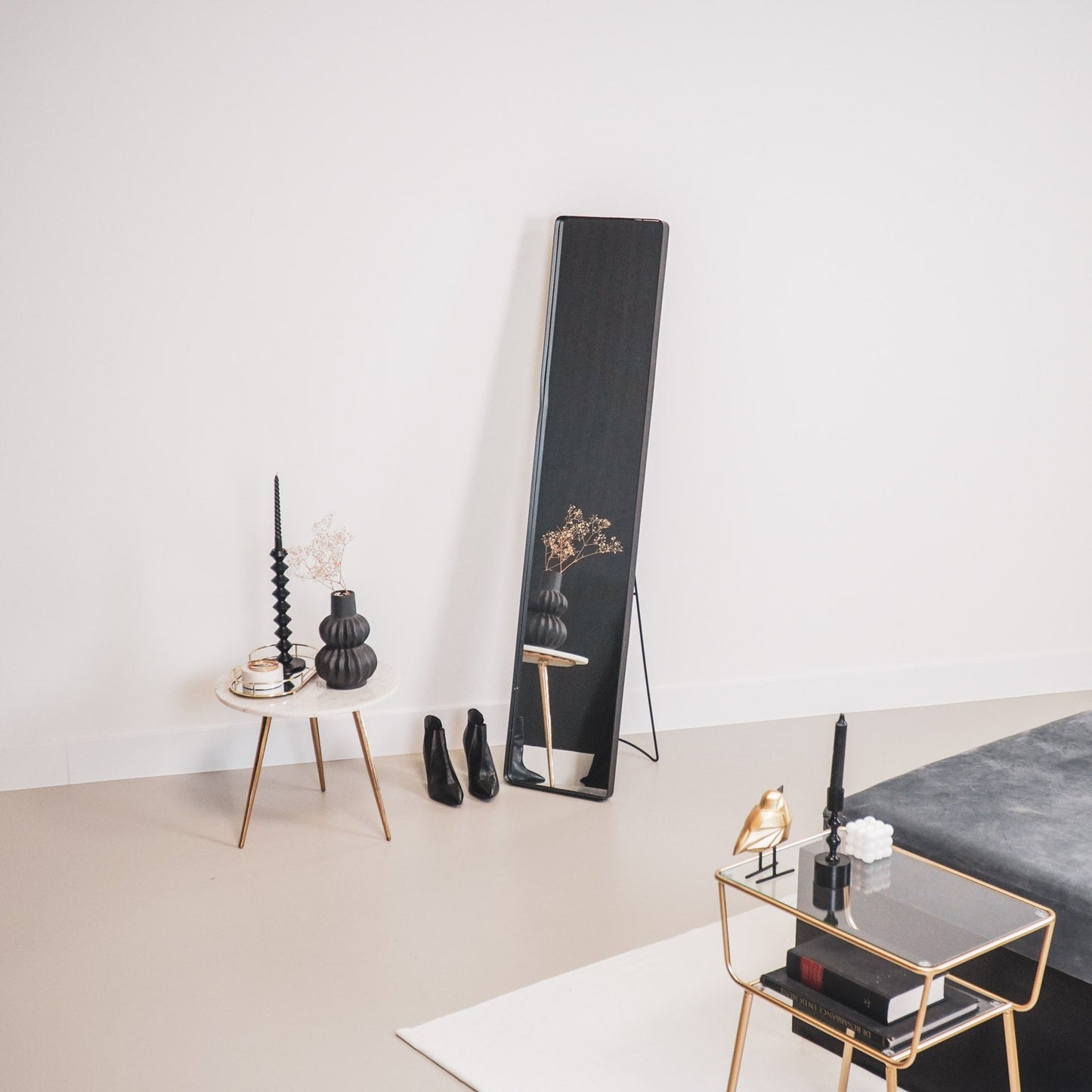 Passpiegel - Metaal - Zwart - 30x4x150cm