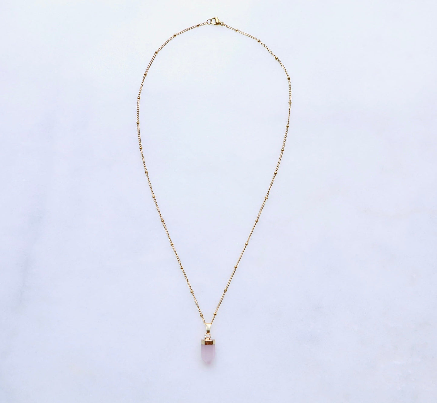 Rosé Quartz Punt Ketting voor Liefde & Vrede