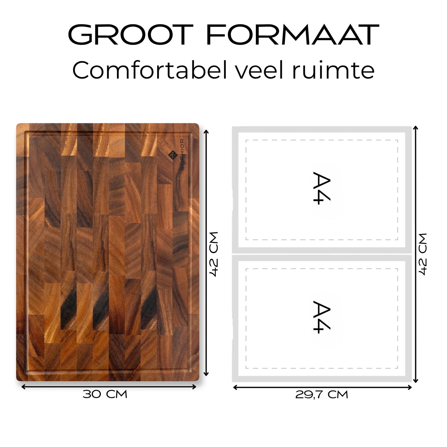 Snijplank van Walnoot Hout - 42x30x2cm