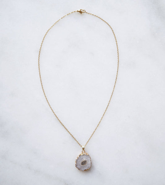 Witte Druzy Agate Ketting for Duidelijkheid & Positiviteit