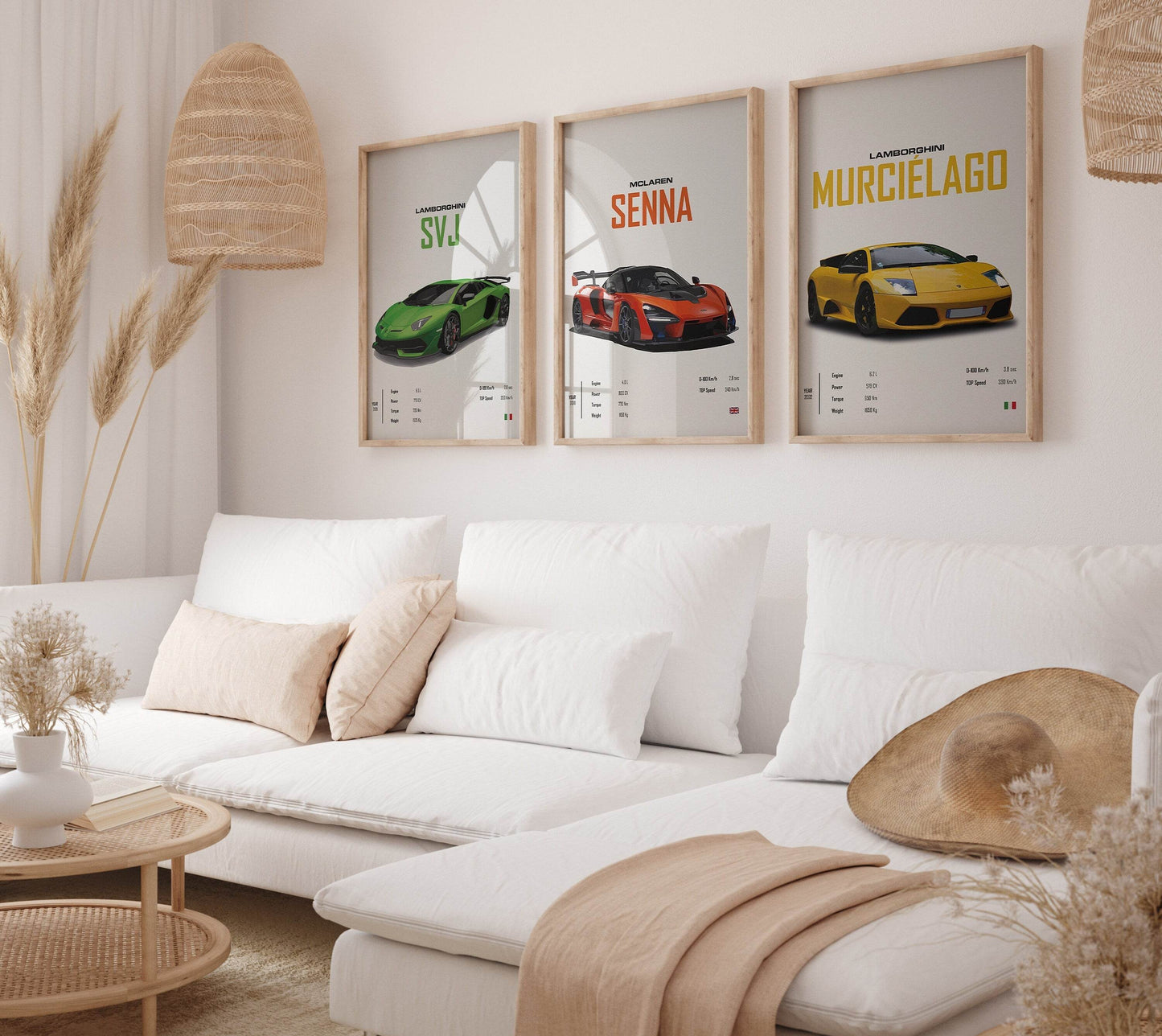 Poster LAMBORGHINI Murcielago, Svj ,MCLAREN Senna sportwagen I Wanddecoratie I Print zonder lijst - Ralphies.