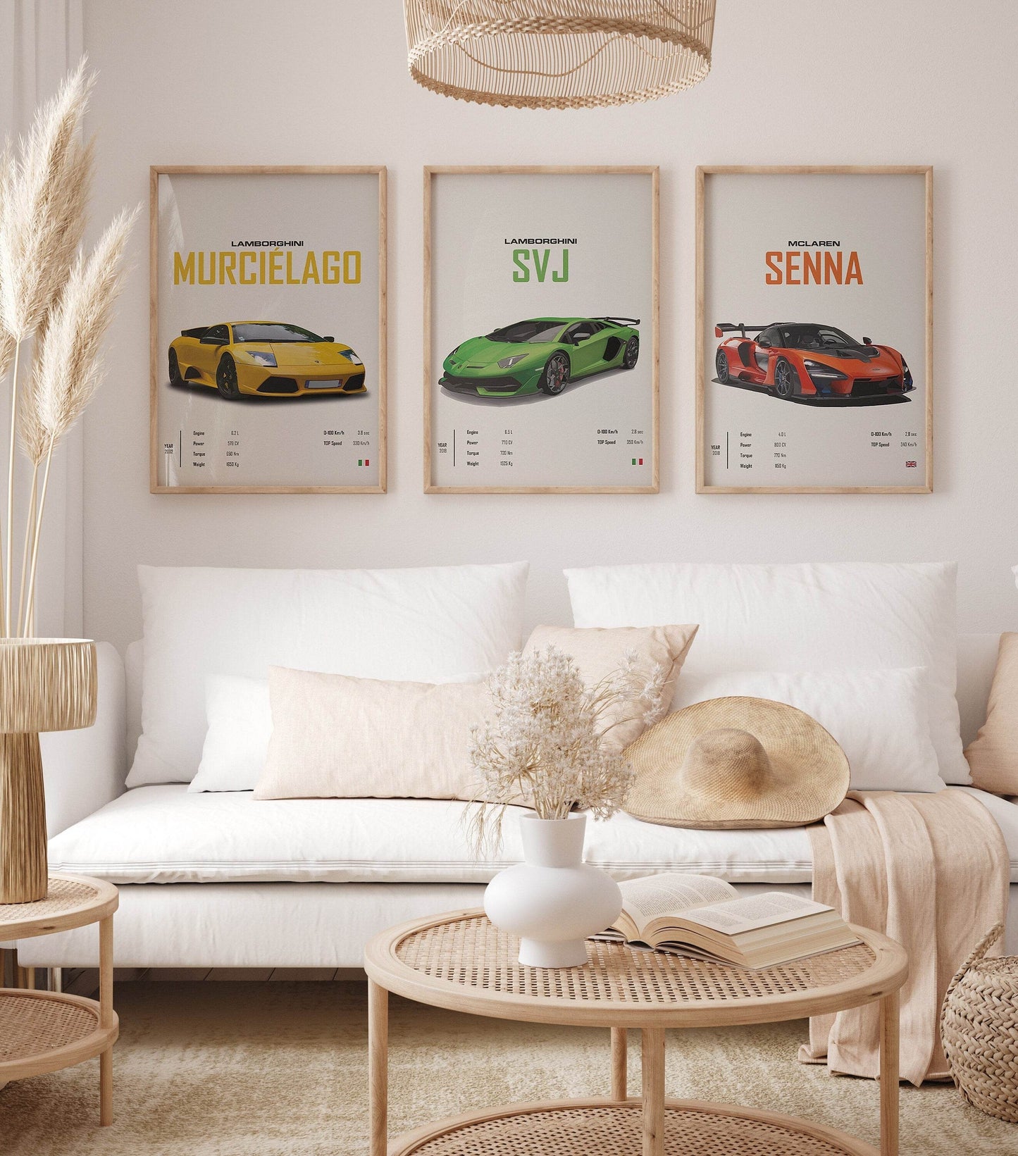 Poster LAMBORGHINI Murcielago, Svj ,MCLAREN Senna sportwagen I Wanddecoratie I Print zonder lijst - Ralphies.