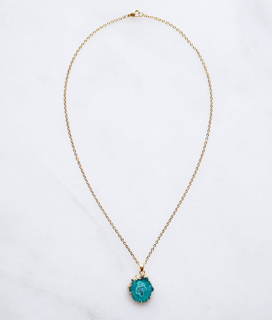 Turquoise Druzy Agate Ketting for Vertrouwen