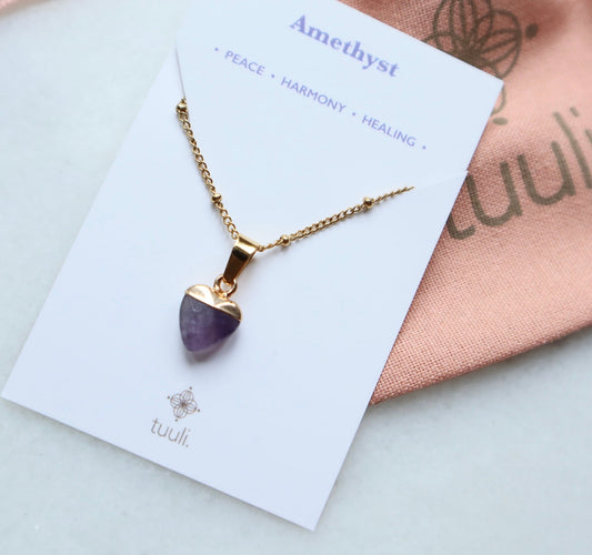 Amethyst Hart Ketting voor Vrede & Kalmte (S)