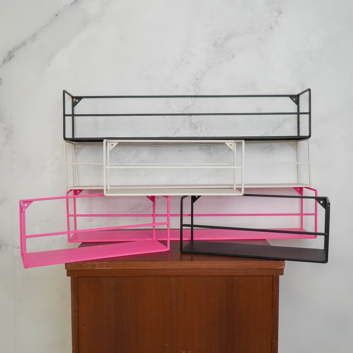 Wandplanken - Metaal - Zwart - Set van 2 - 40x14x16 en 80x14x16cm