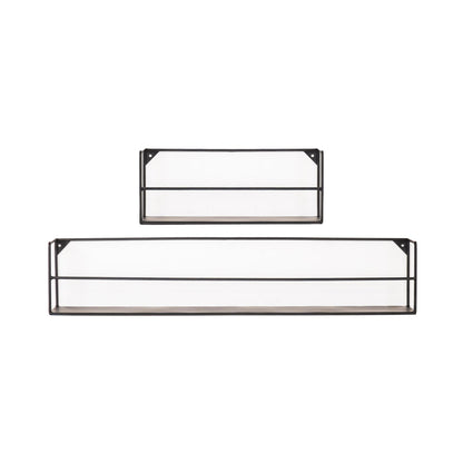 Wandplanken - Metaal - Zwart - Set van 2 - 40x14x16 en 80x14x16cm