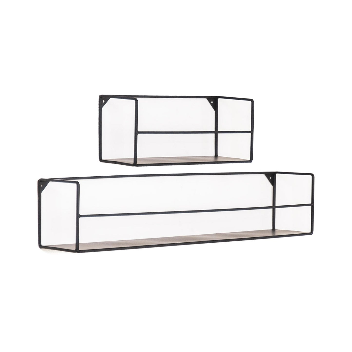 Wandplanken - Metaal - Zwart - Set van 2 - 40x14x16 en 80x14x16cm