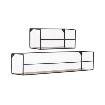 Wandplanken - Metaal - Zwart - Set van 2 - 40x14x16 en 80x14x16cm