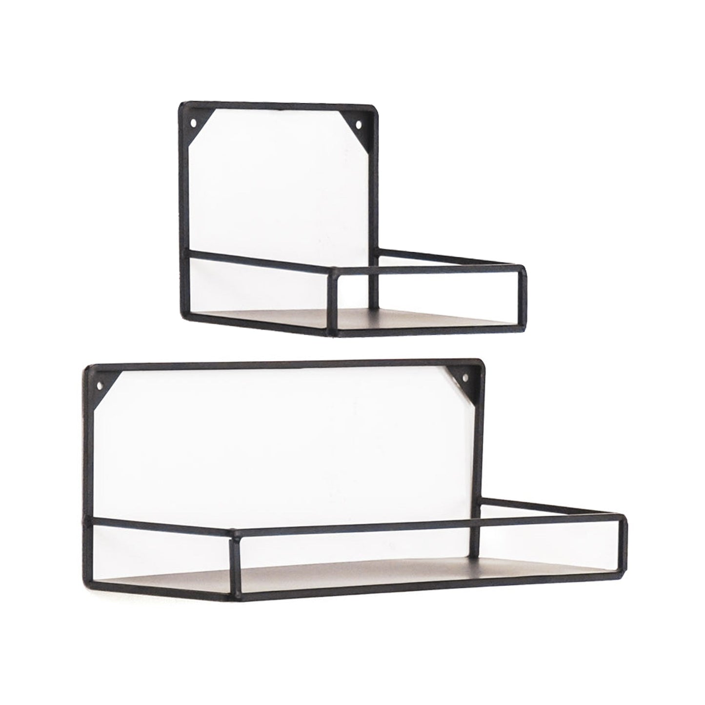 Wandplanken - Metaal - Zwart -  Set van 2 - 20x16 en 40x16cm
