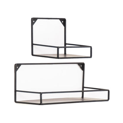Wandplanken - Metaal - Zwart -  Set van 2 - 20x16 en 40x16cm