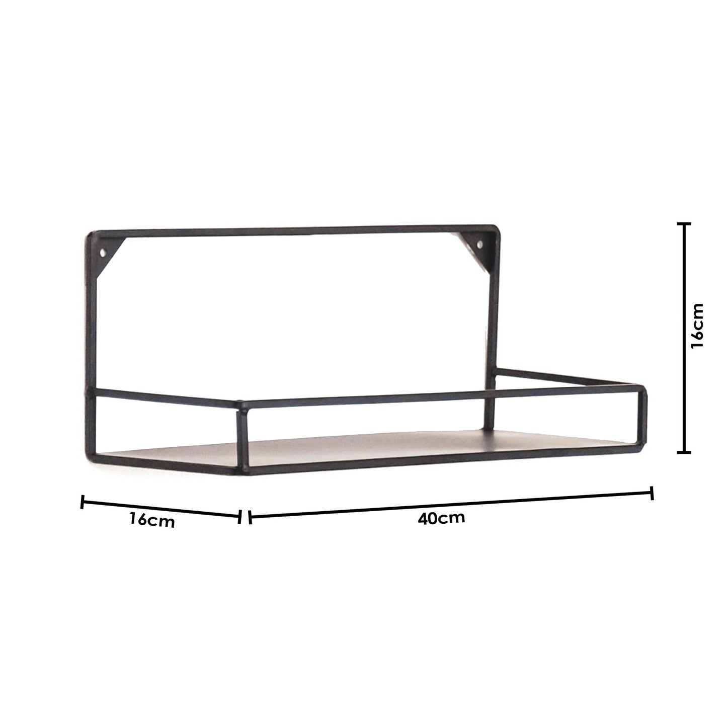 Wandplanken - Metaal - Zwart -  Set van 2 - 20x16 en 40x16cm