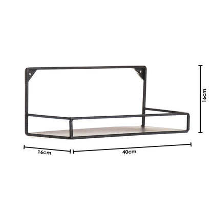 Wandplanken - Metaal - Zwart -  Set van 2 - 20x16 en 40x16cm