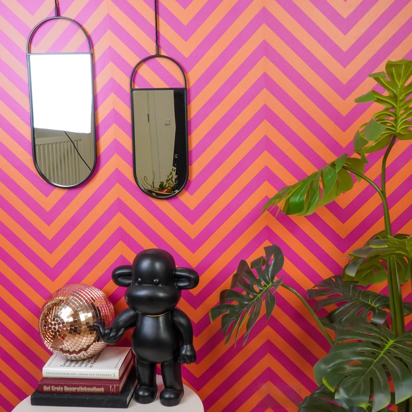 Spiegel - Duo Set - Metaal - Zwart - 22x60 | 19x50cm