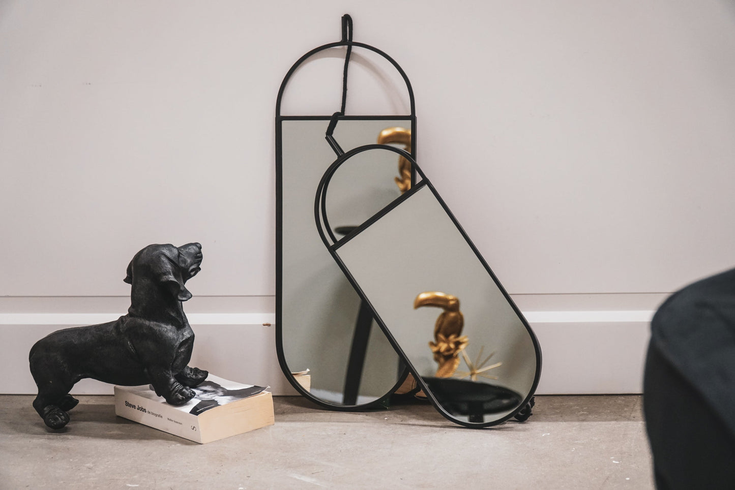 Spiegel - Duo Set - Metaal - Zwart - 22x60 | 19x50cm