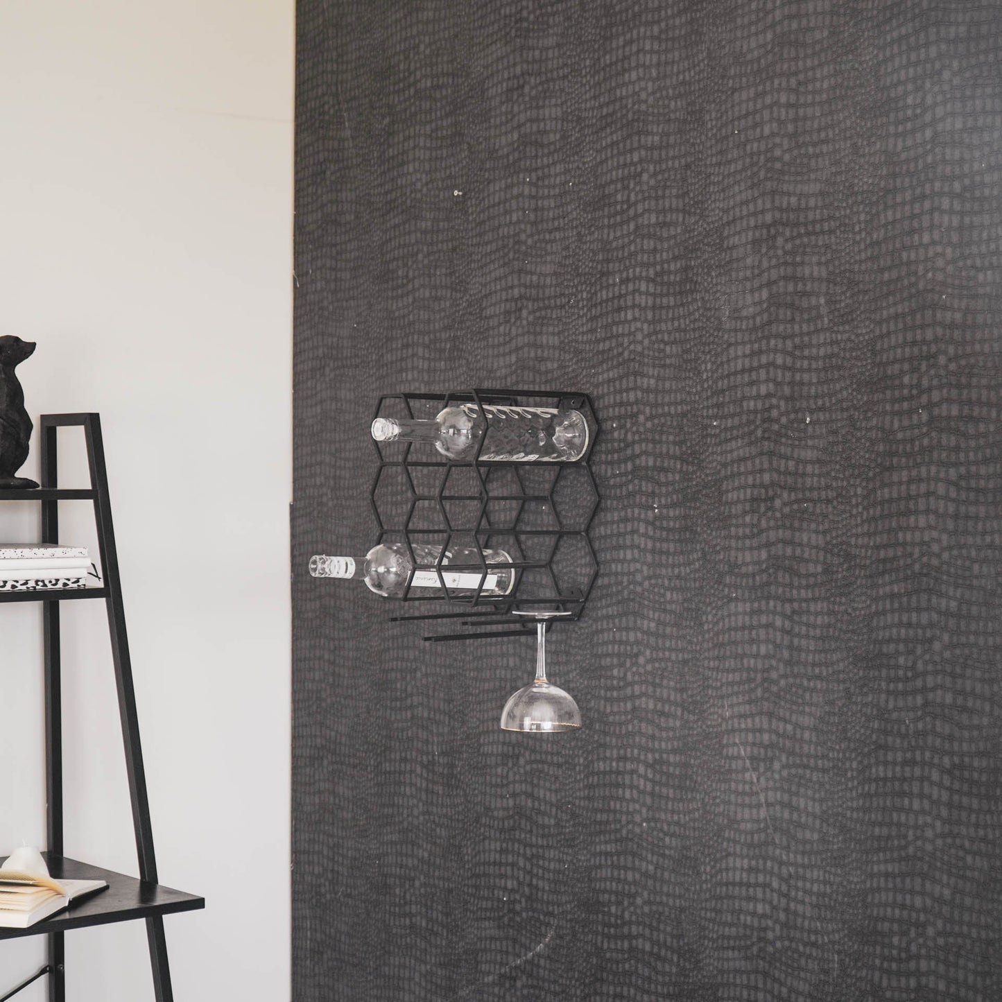 Wijnrek - Metaal - Zwart - 27x19,5x32,5cm