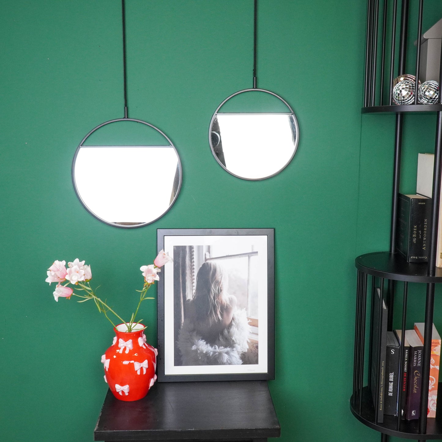 Spiegel - Set van 2  - Metaal - Zwart - 25x90 & 30x100cm