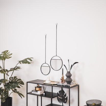Spiegel - Set van 2  - Metaal - Zwart - 25x90 & 30x100cm