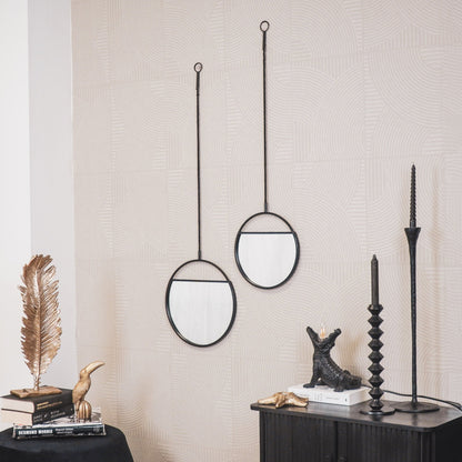 Spiegel - Set van 2  - Metaal - Zwart - 25x90 & 30x100cm