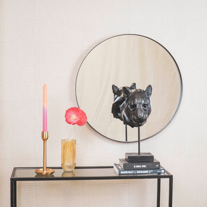 Spiegel - Rond - Metaal - Zwart - 60x3x60cm