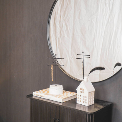 Spiegel - Rond - Metaal - Zwart - 80x3x80cm