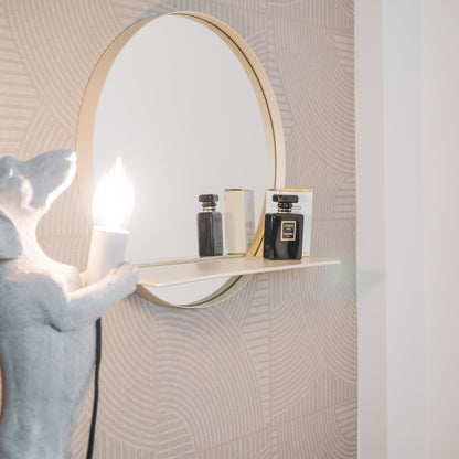 Ronde Spiegel met Plank- Zand - Ø40cm