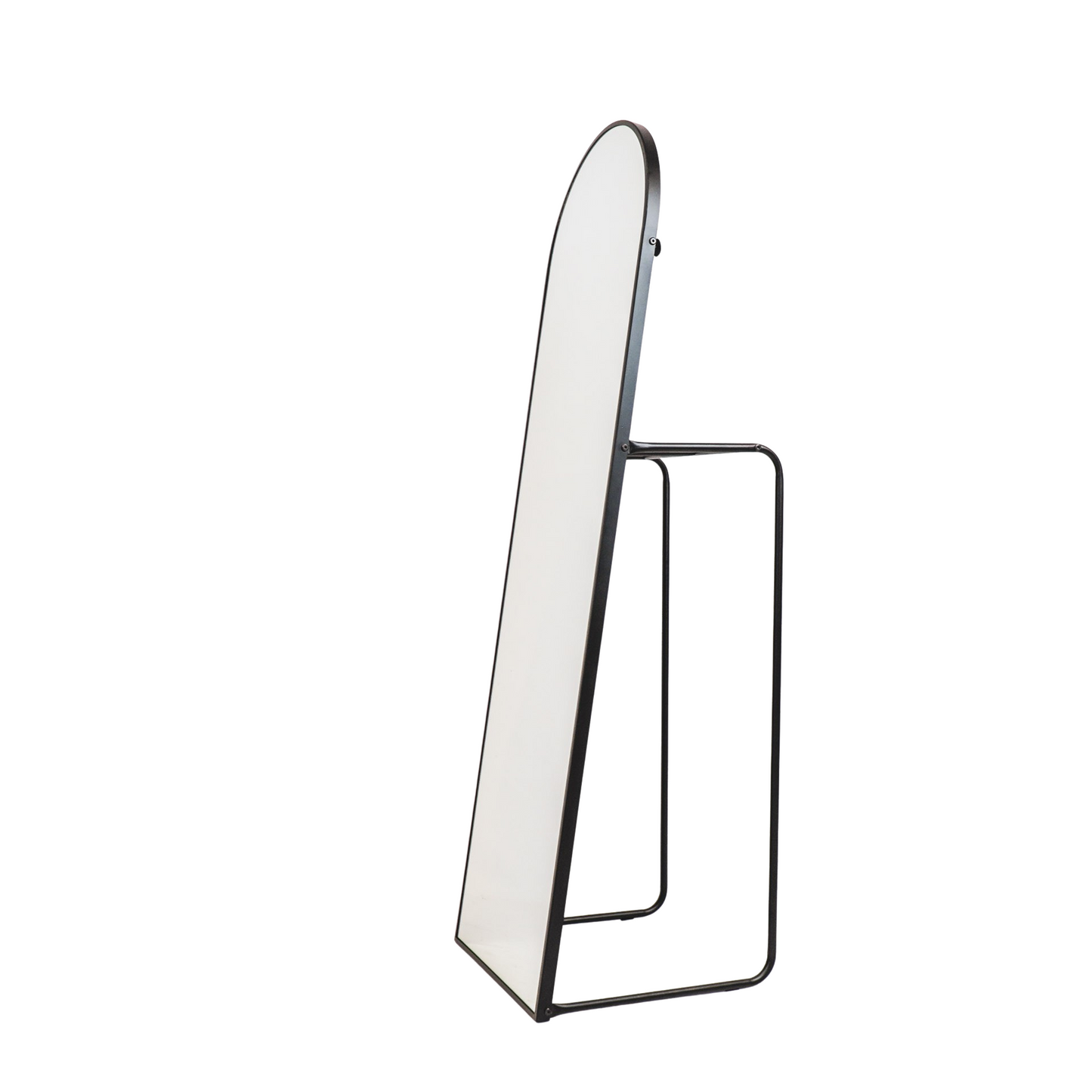 Spiegel- Passpiegel + kledingrek + Metaal- Zwart  - 45x43x150cm