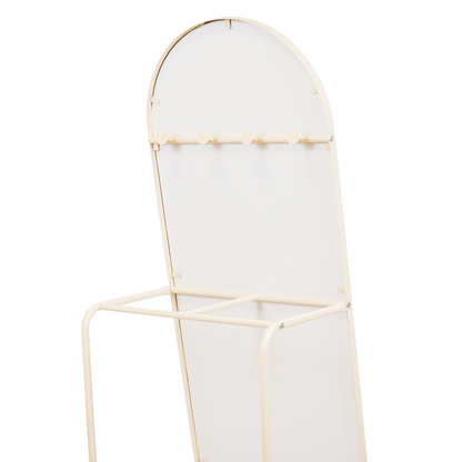 Spiegel- Passpiegel + kledingrek +Metaal- Zand - 45x43x150cm