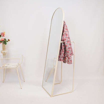 Spiegel- Passpiegel + kledingrek +Metaal- Zand - 45x43x150cm