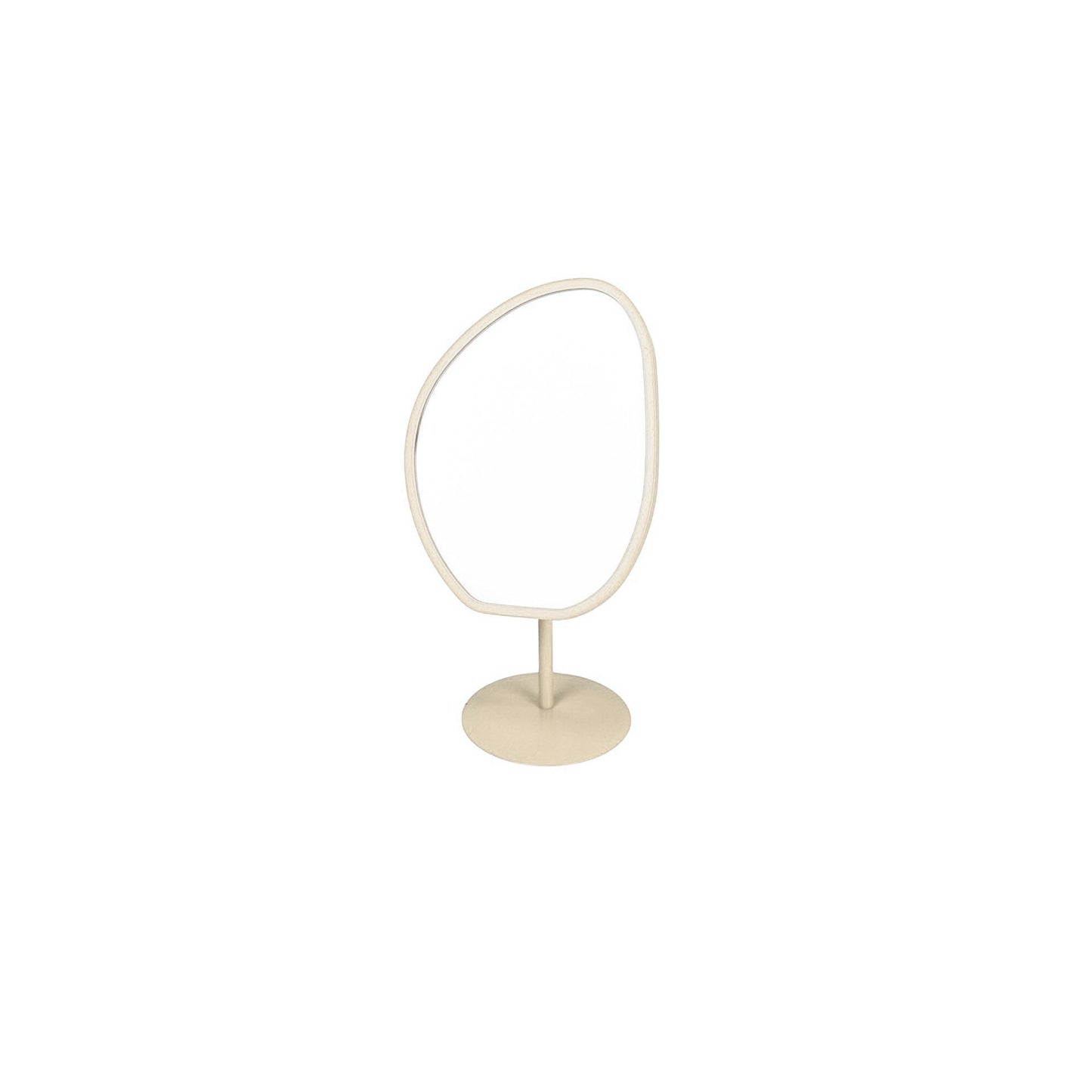 Spiegel - Make up Spiegel- Organisch Rond - Metaal - Zand - 16,5x12x31,5cm