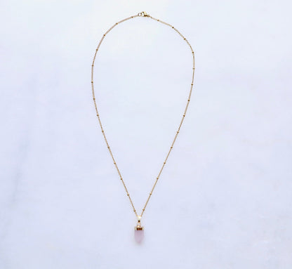 Rosé Quartz Punt Ketting voor Liefde & Vrede