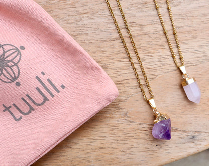 Rosé Quartz Punt Ketting voor Liefde & Vrede