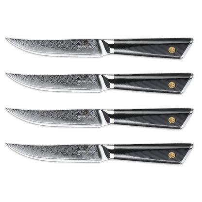 SOPHIOR Steakmessen - Damaststaal - Set 4 stuks