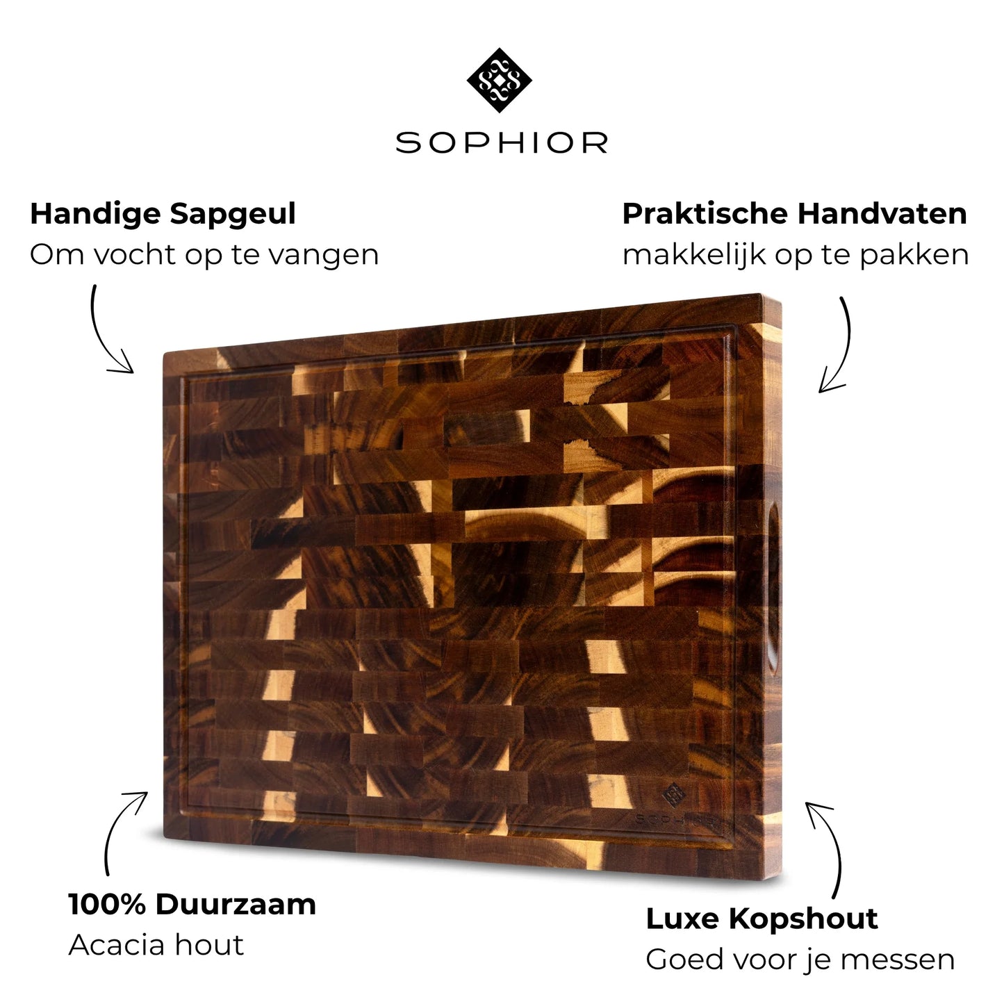 Snijplank van Acacia Hout - Extra Dik - 43x33x3cm