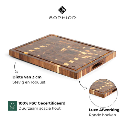 Snijplank van Acacia Hout - Extra Dik - 43x33x3cm