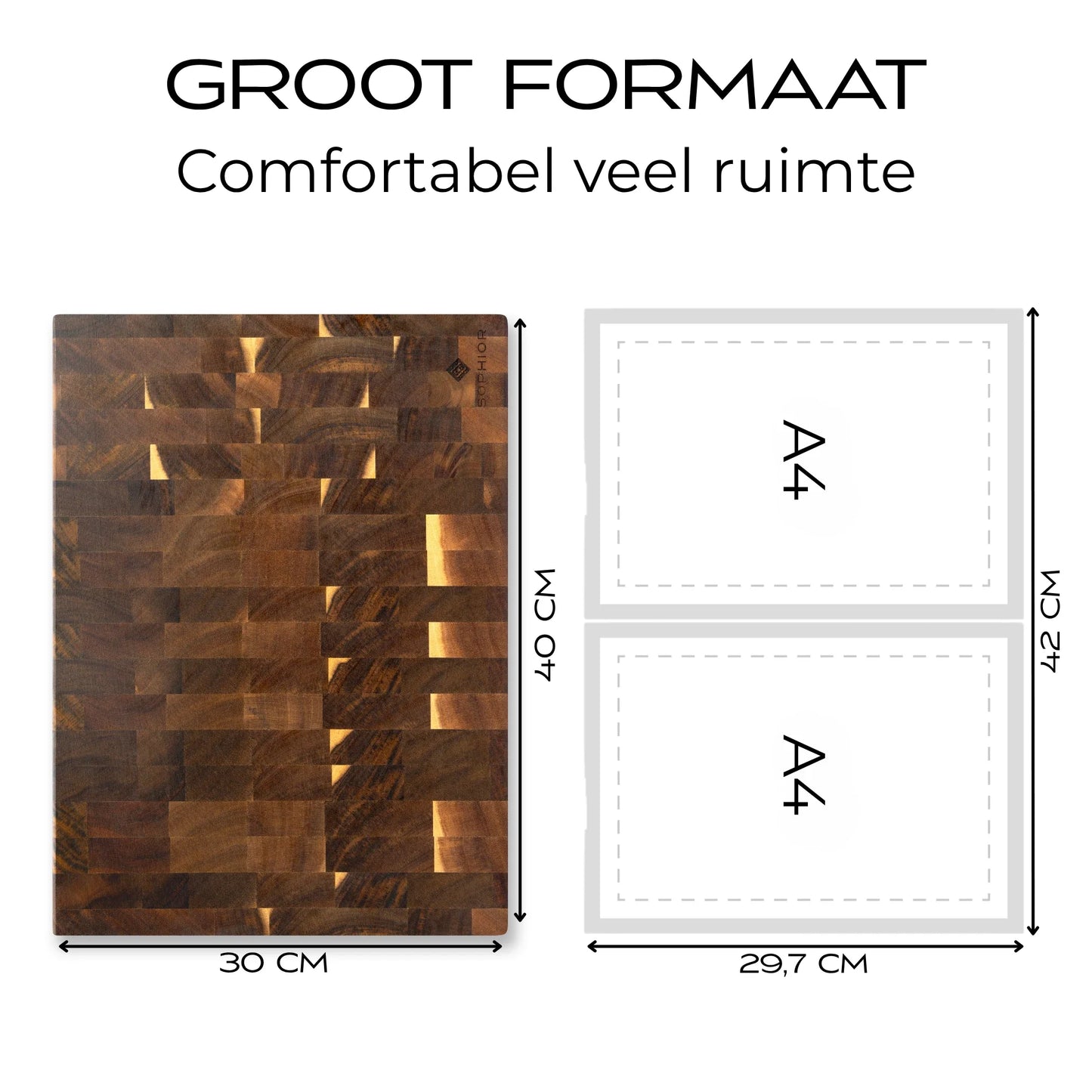 Snijplank van Acacia Hout - Extra Dik - 40x30x3.5cm