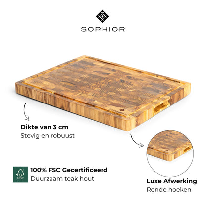 Snijplank van Teak Hout - Extra Dik - 43x33x3cm