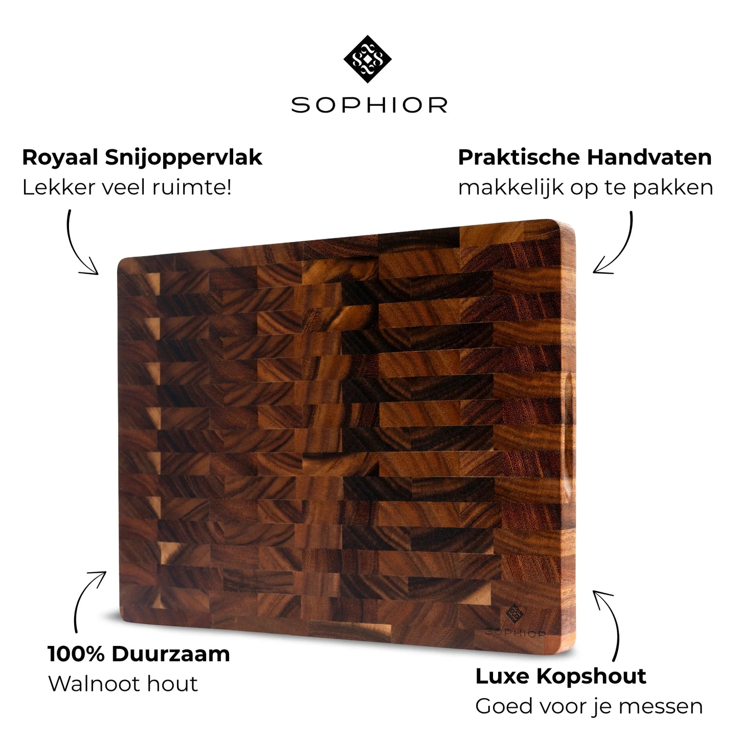 Snijplank van Walnoot Hout - Extra Dik - 43x33x3cm