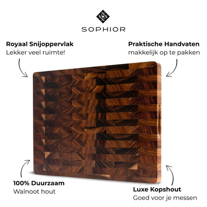 Snijplank van Walnoot Hout - Extra Dik - 43x33x3cm