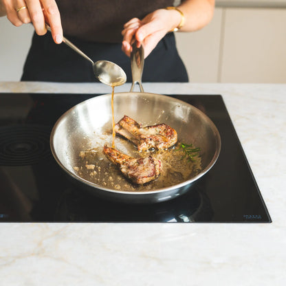 RVS koekenpan 24 cm - 3-laags met dikke bodem (3,5 mm)