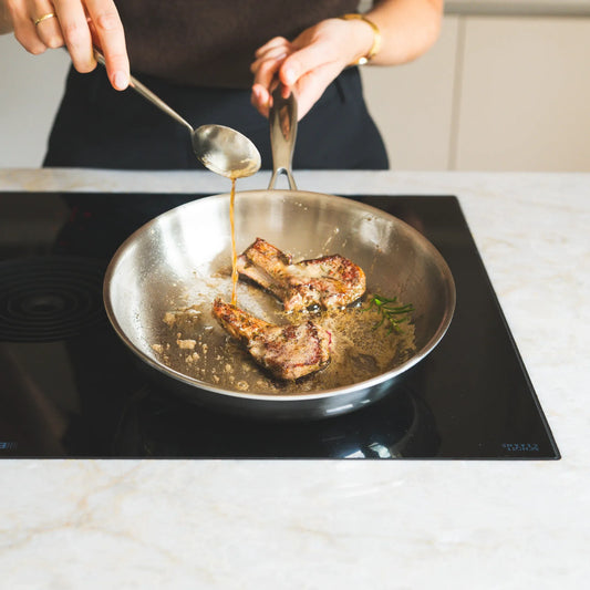 RVS koekenpan 24 cm - 3-laags met dikke bodem (3,5 mm)