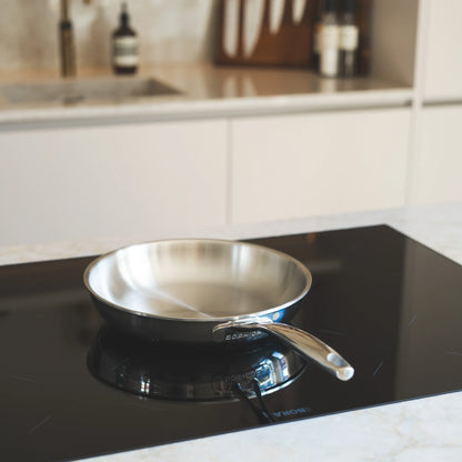 RVS koekenpan 24 cm - 3-laags met dikke bodem (3,5 mm)