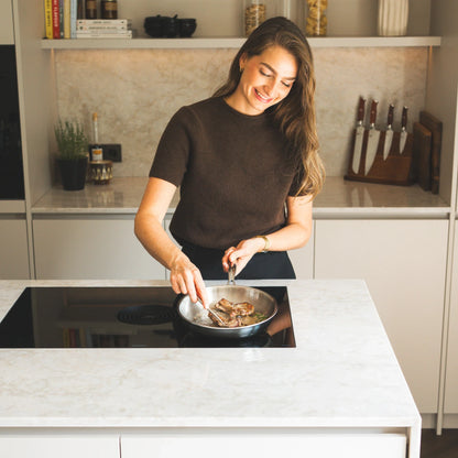 RVS koekenpan 24 cm - 3-laags met dikke bodem (3,5 mm)