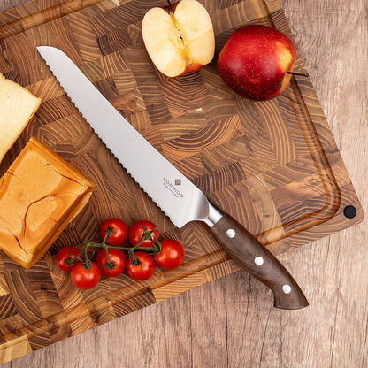 Broodmes 22 cm – Duits staal en walnoothouten handvat