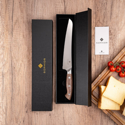 Broodmes 22 cm – Duits staal en walnoothouten handvat