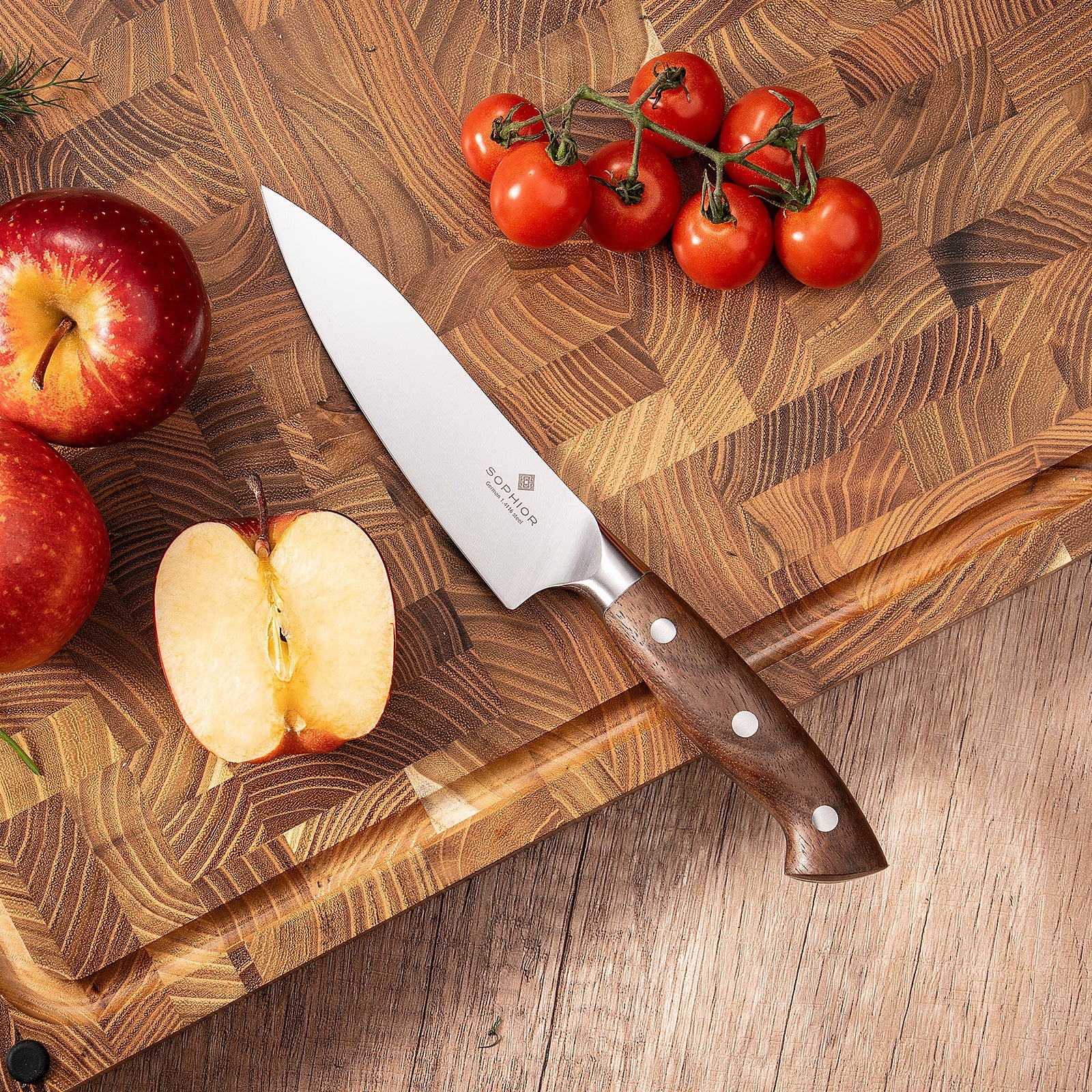 Koksmes 14 cm – Duits staal en walnoothouten handvat