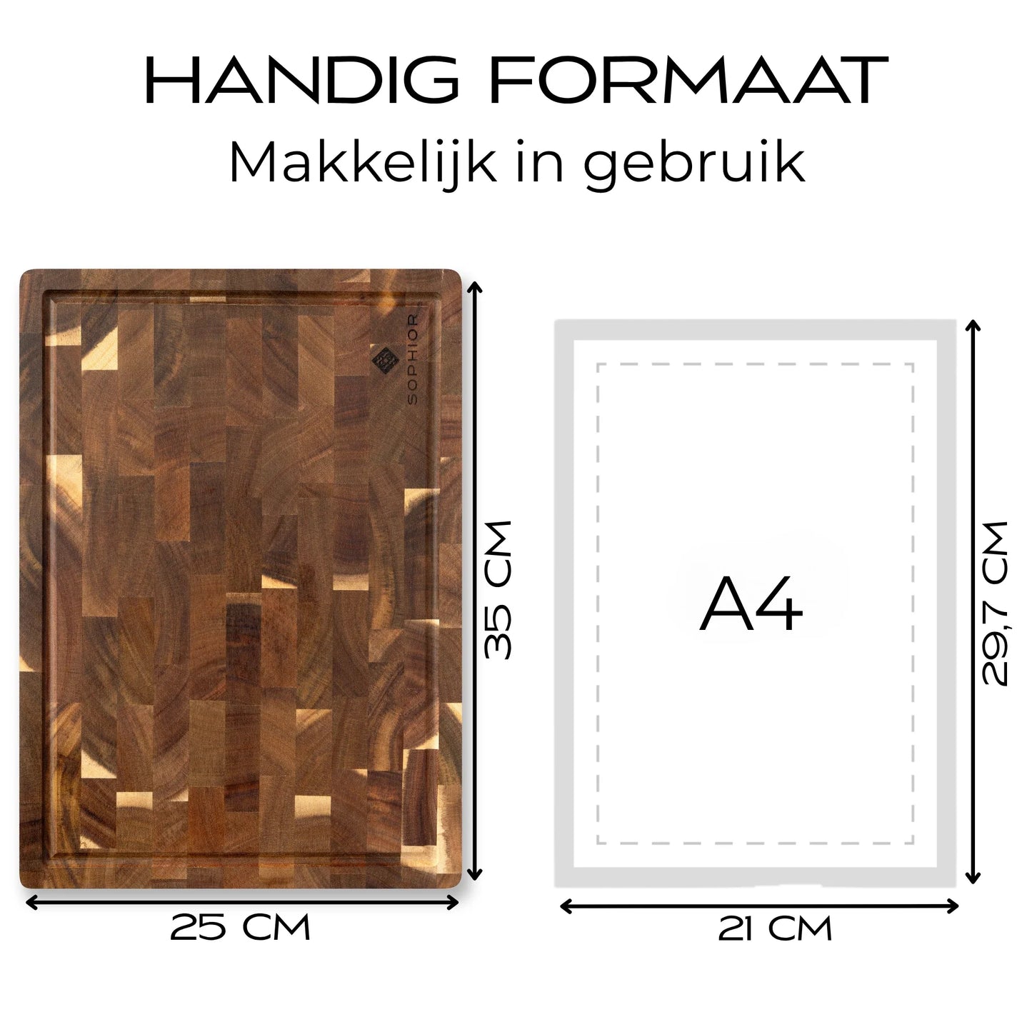 Snijplank van Acacia Hout - Kopshout - 35x25x2cm