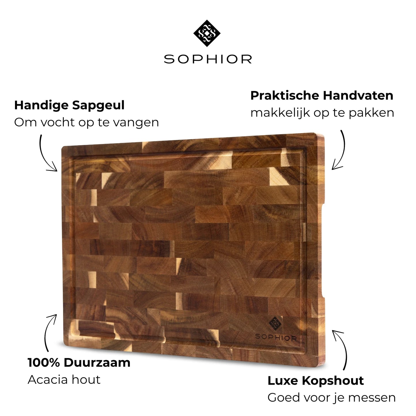 Snijplank van Acacia Hout - Kopshout - 35x25x2cm